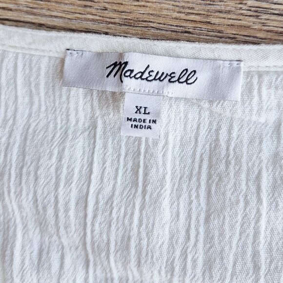 NWoT Madewell Crinkle Eyelet Trim Button-Front Blouse Cotton Ivory NG899 - Picture 8 of 14